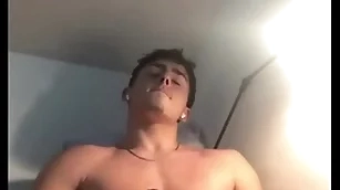 Hot adapt guy jerking gone his fat cock