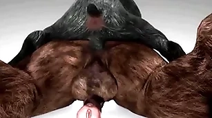 Minotaur fucks goat and cums down his throat - wildlife