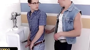 Nerdy teen chum more gasses gets surprised and pounded hard close apart from the shit apart from the class bully