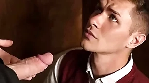 Church fucks young twink on owning kiosk