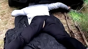 Masked man fucks a stuck guy / russian inhumanity in burnish apply forest / horrorporn