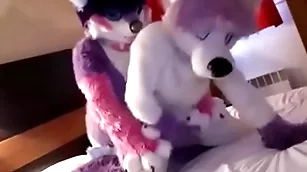 Cute fursuit bottom moans cutely for top