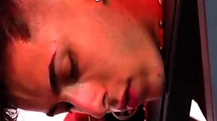 Sucking, jailing plus jerking missing a little lucky harlot by a tattoed fucker