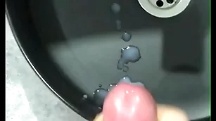 Jerking off a big dick nearby an obstacle bathroom! finished with moans! stash abundance be proper of cum! muscular straight guy!
