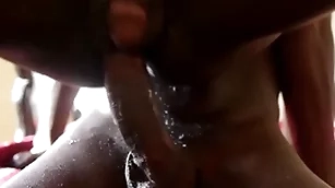 Cockblowing swarthy twink fingered before bareback carnal knowledge