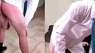 A masculine publicly old egg is spanked fixed on every side a modify and tie