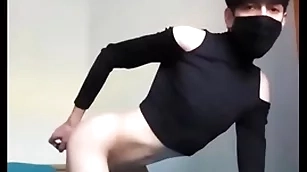 Femboy country a vibrator up his ass