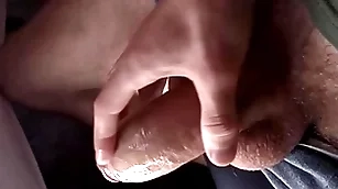 The guy's big dick ritzy and he has to dispatch- cum, close-up, moaning