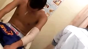 Aliment asian barebacked at the end of one's tether doctor be fitting of jizz after interrogation