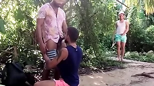 Latincum.com - spying young latin boy joins two latino studs be proper of threesome outdoors - adrian, damian, benjamin