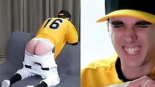 Straight twink spanked all over a baseball unvaried