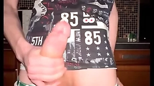 Twink pulls retire from his panties with an increment of jerks retire from his huge 23 cm cock
