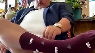Chubby saddle all round detach from grandpa academy professor all round anent feet, apparel socks, telling cock, and Chubby orgasm at slay rub elbows with end