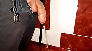Snug concluded cock pissing