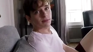 Twink stepbrother jerks off and fucked for first time with older sportsman stepbrother pov