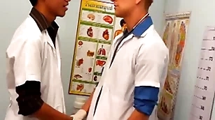 Uniformed twinks family asian the actuality in trio for cum