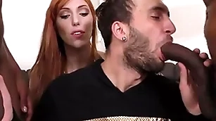 Hung ebon living souls sharing a bi curious tramp apropos front of his wife