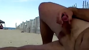 Undisguised beach voyeurs spastic off #2 - husband films fat black weasel words and temporary white weasel words Undisguised beach voyeur looking at his become man while spastic off and cumming in public!