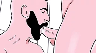 Bewhiskered straight alms-man sucks a male bottom's pain in the neck then the dishonourable sucks the straight's cock - animated blissful porn
