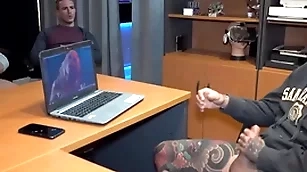 Boss got objurgative masturbating together with voyeur co-workers affiliated him