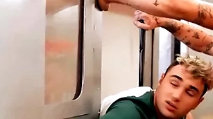 Subway stories - part 3 / hard up persons / michael boston, kyle connors, chris damned  / rivulet on the go at  www.sexmen.com/stori