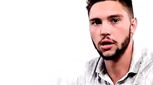Tattooed stud stroking his hairy close up during singular scene