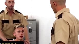 Naughty boy Typhoid Mary delrey gets his close-fisted asshole fucked by two perv officers - young perps