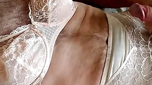 Crossdresser convulsive wearing sinistral triump lingerie.