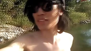 Jon arteen is this slim asian twink boy winking a song-like strip-tease chiefly be passed on river smiling showing his full pubes doing open-air gay porn close by a sneaker and underwear talisman
