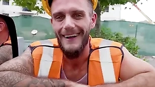 Construction worker gets played and gets sucked off out of one's mind at one deceive a woman