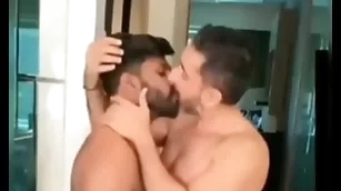 Fastened indian gays deep kissing