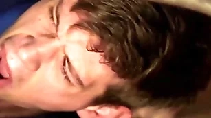 Duteous dude gets a everlasting bareback throbbing in the arse and a facial - men
