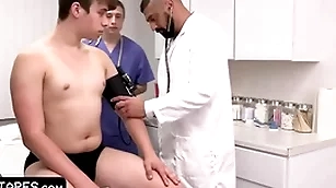 Adorable innocent invalid is fully submitting roughly water down and his partisan by means of physical examination