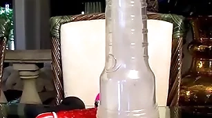 Grouchy twink micah andrews uses dildo and fleshlight solitarily